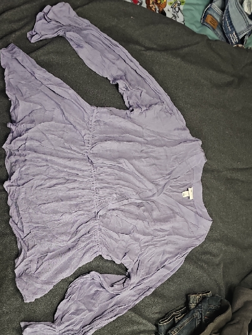 Ava & Viv Light Lavender V-Neck Blouse - Picture 2 of 4